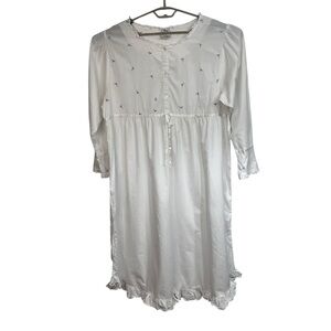 Vintage Laura Ashley Prairie Nightgown Embroidered Cotton USA XL Cottagecore